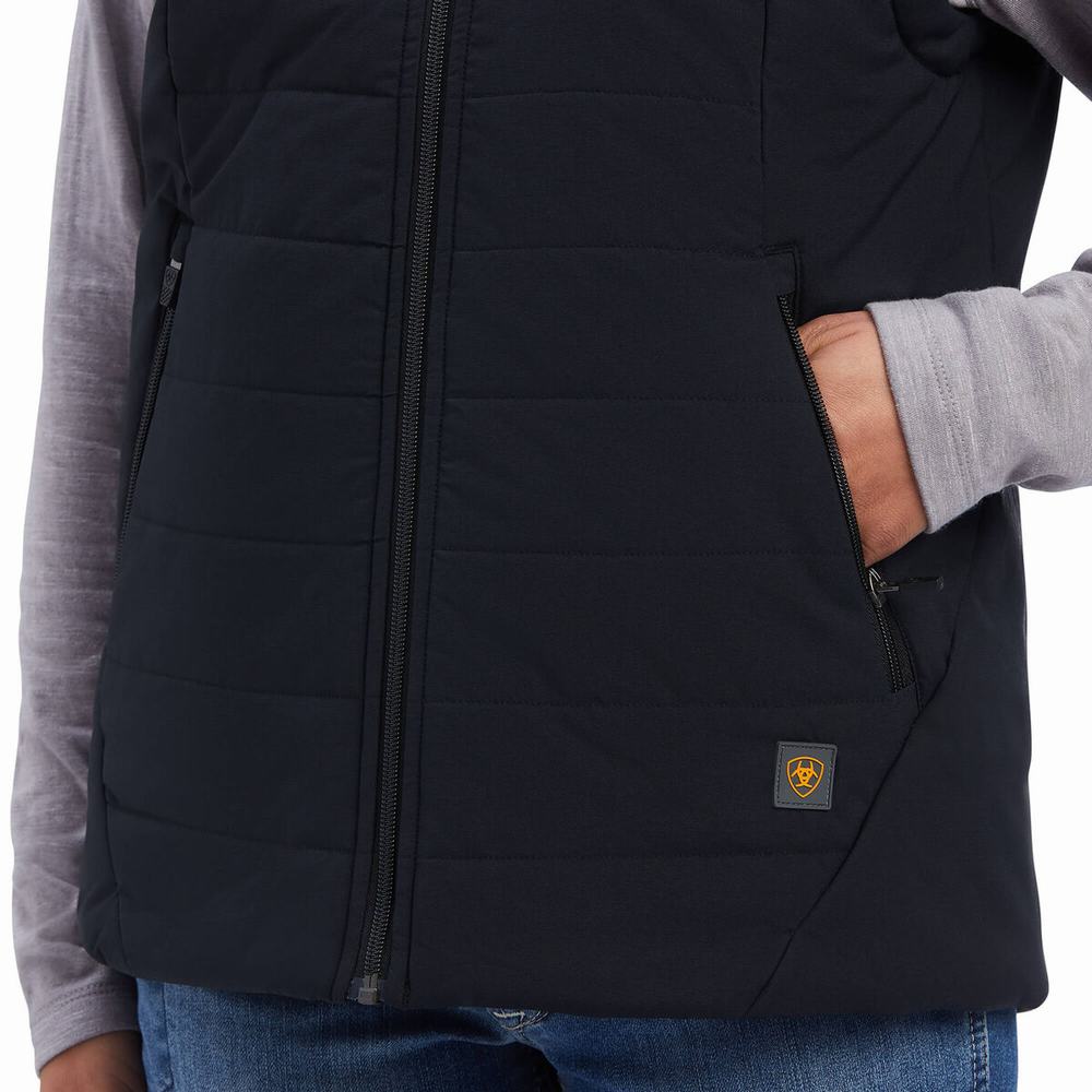 Women's Ariat Rebar Valkyrie Stretch Canvas Insulated Vests Black | VKJP-38926