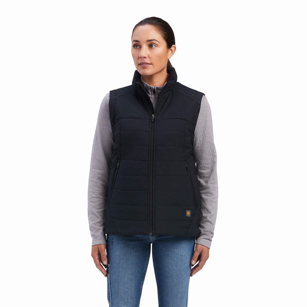 Women\'s Ariat Rebar Valkyrie Stretch Canvas Insulated Vests Black | VKJP-38926