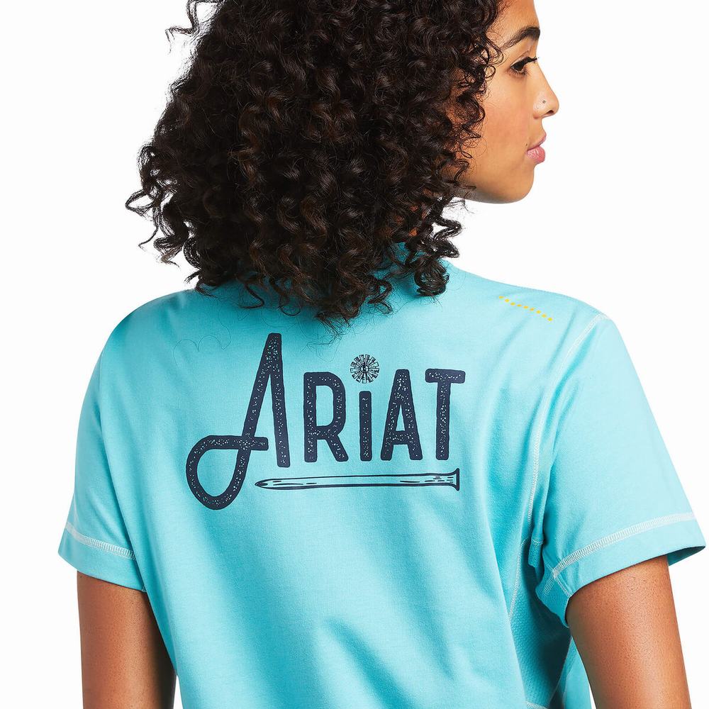 Women's Ariat Rebar Workman Graphic Logo Tops Multicolor | JTND-09867