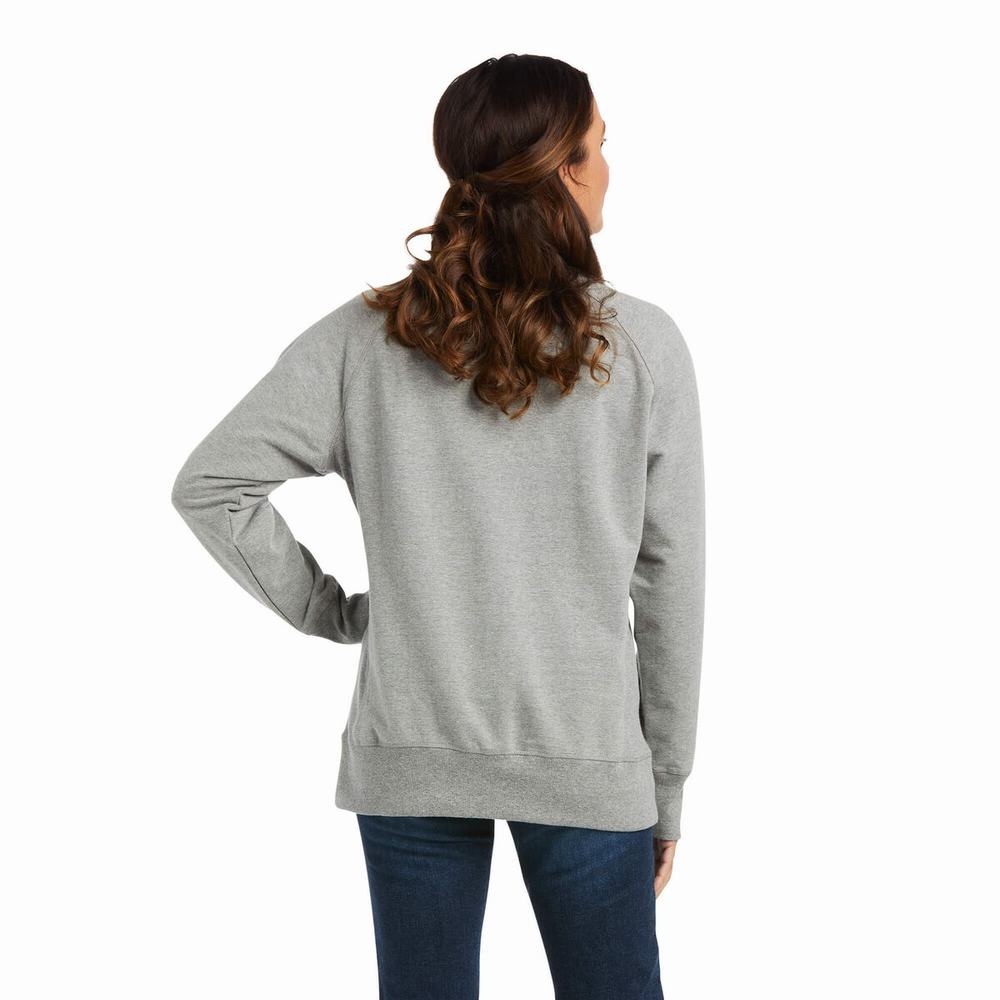 Women's Ariat Rebar Workman Washed Fleece Hoodie Grey | YGQS-67825