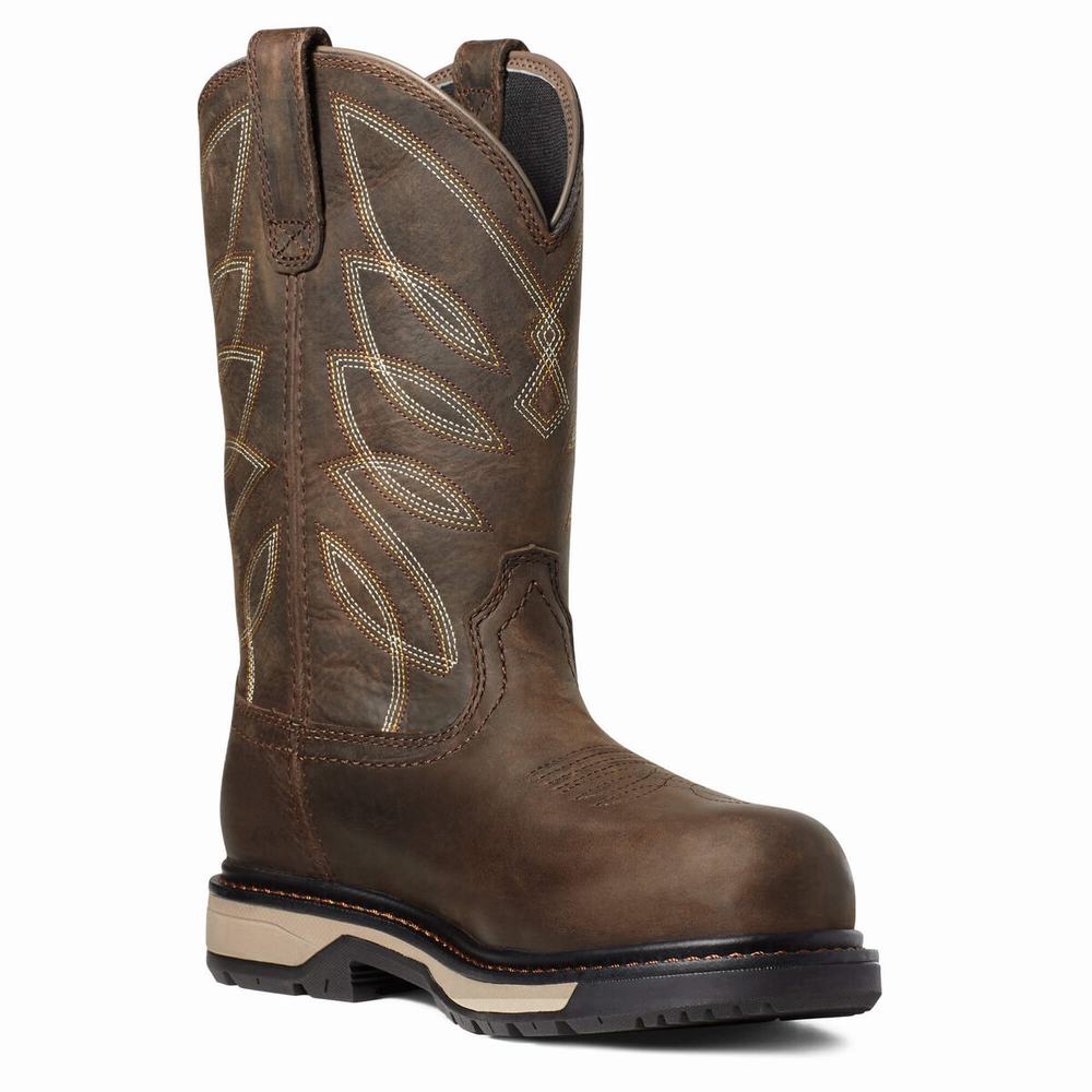 Women's Ariat Riveter CSA Waterproof Composite Toe Work Boots Dark Brown | MRGZ-65247