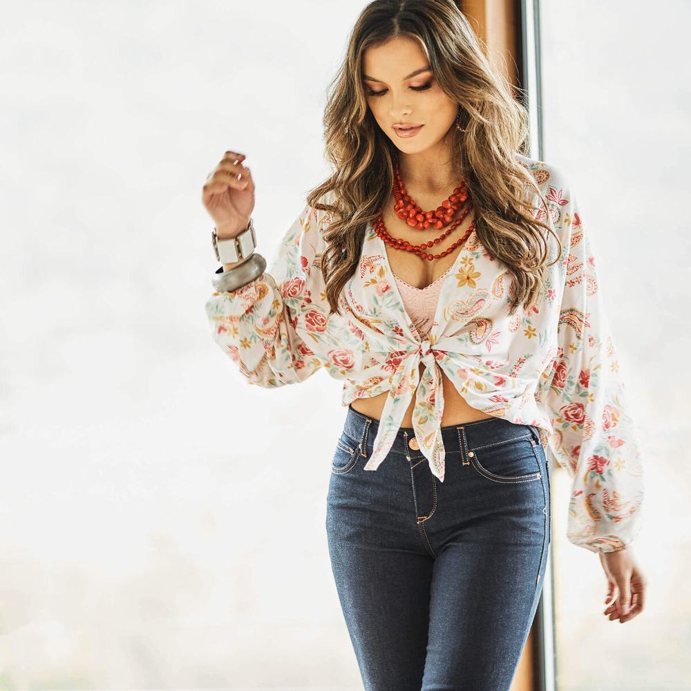 Women's Ariat Rose Garden Wrap Tops Multicolor | DLWA-84723