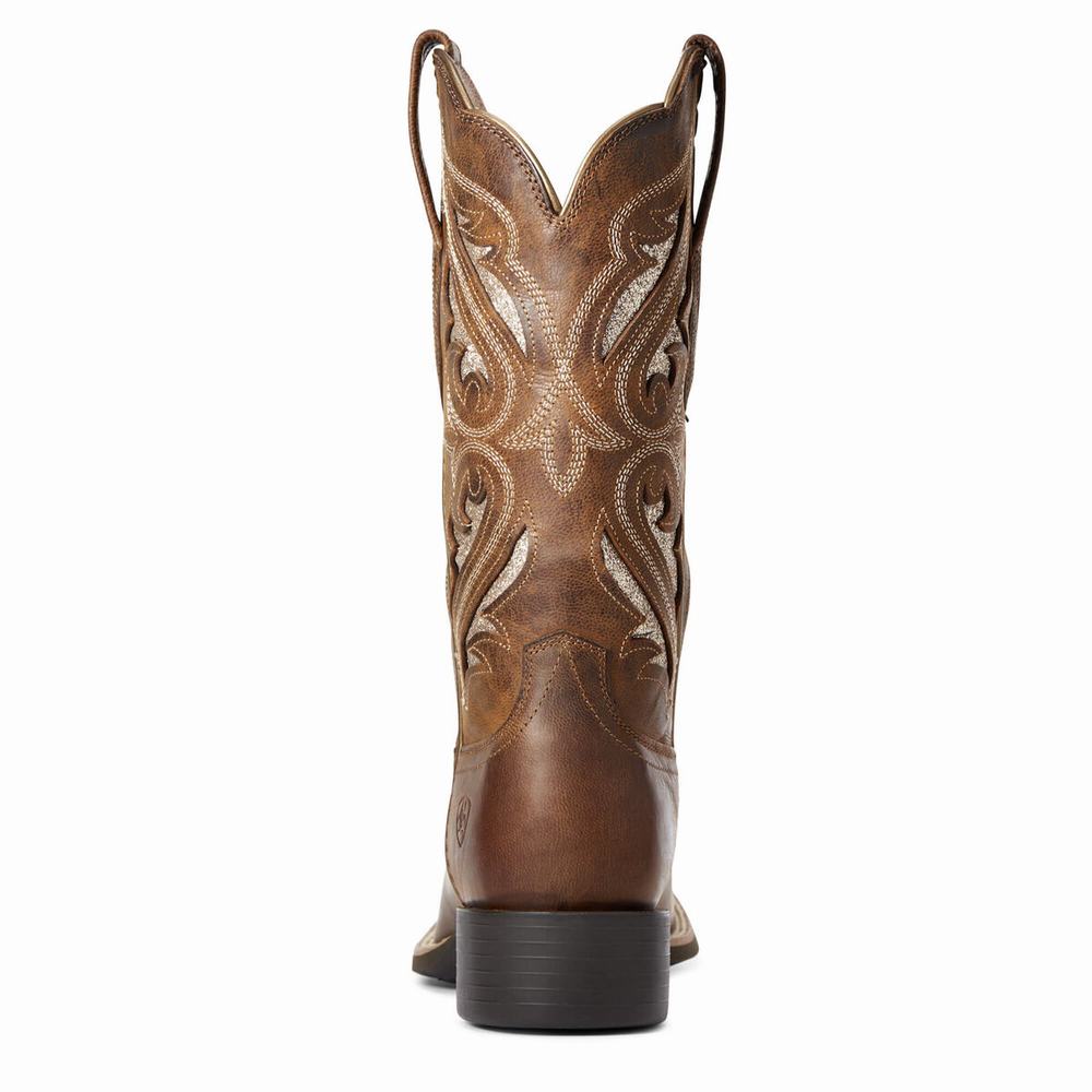 Women's Ariat Round Up Bliss Western Boots Brown | YNST-81074