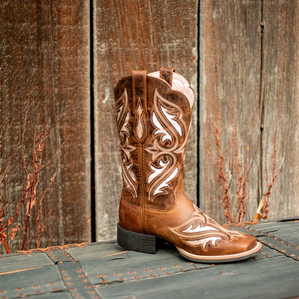 Women's Ariat Round Up Bliss Western Boots Brown | YNST-81074