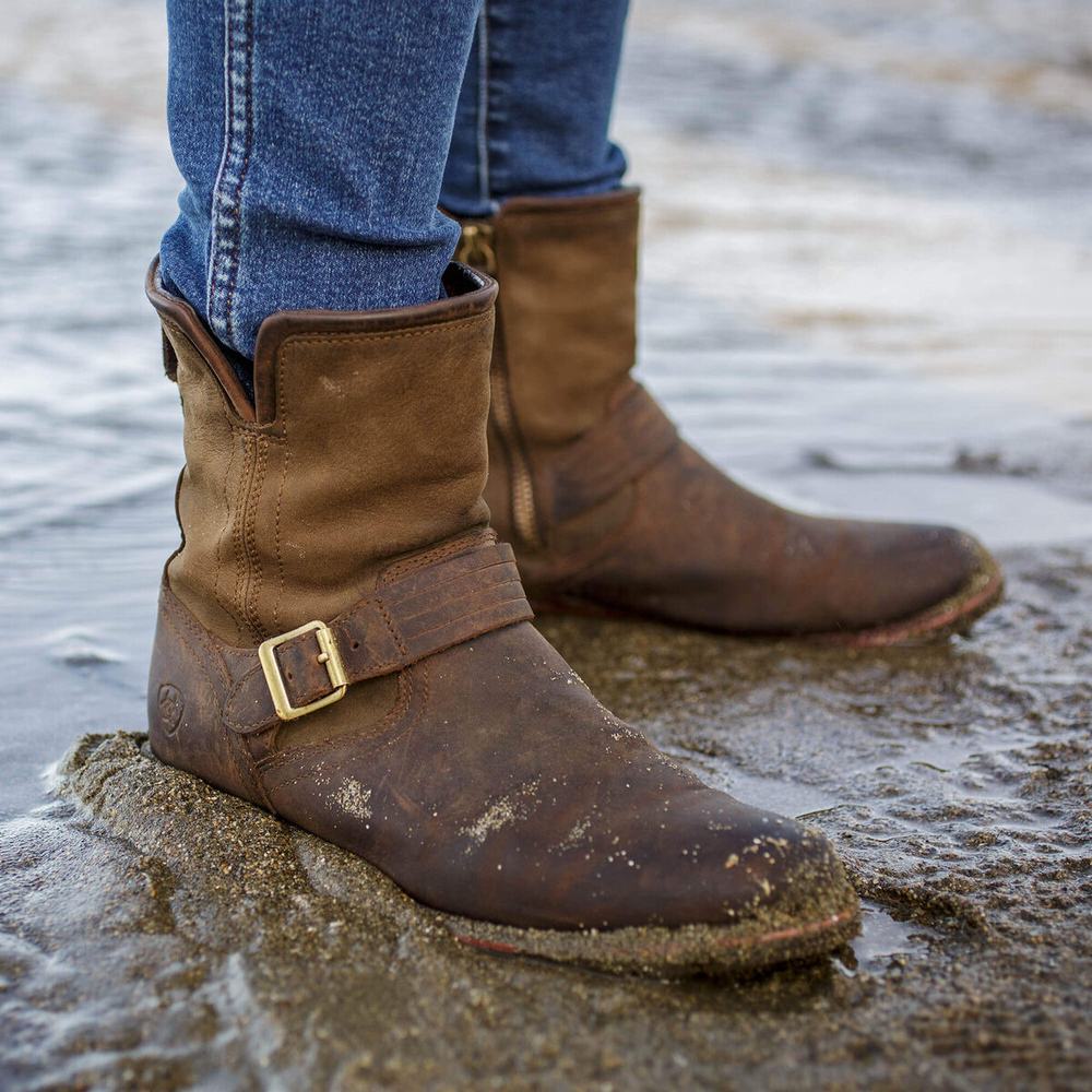 Women's Ariat Savannah Waterproof Booties Chocolate | MJOD-19523