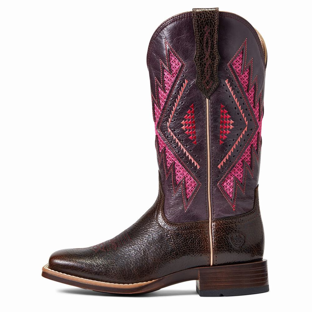 Women's Ariat Sienna VentTek 360 Western Boots Chocolate | YZMR-78396