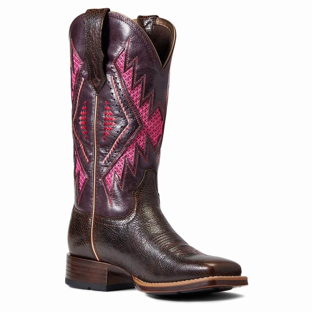 Women's Ariat Sienna VentTek 360 Western Boots Chocolate | YZMR-78396