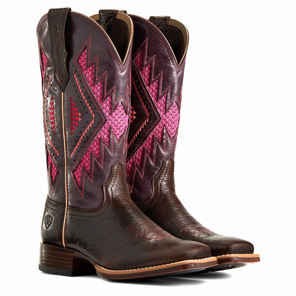 Women's Ariat Sienna VentTek 360 Western Boots Chocolate | YZMR-78396