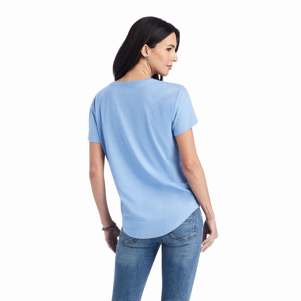 Women's Ariat Sunset Arc Tops Blue | FCJR-83170