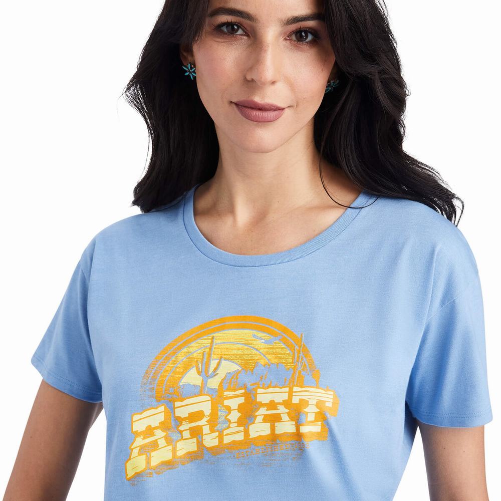 Women's Ariat Sunset Arc Tops Blue | FCJR-83170