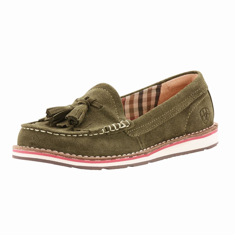 Women's Ariat Tassel Cruiser Sneakers Olive | CZXB-48320