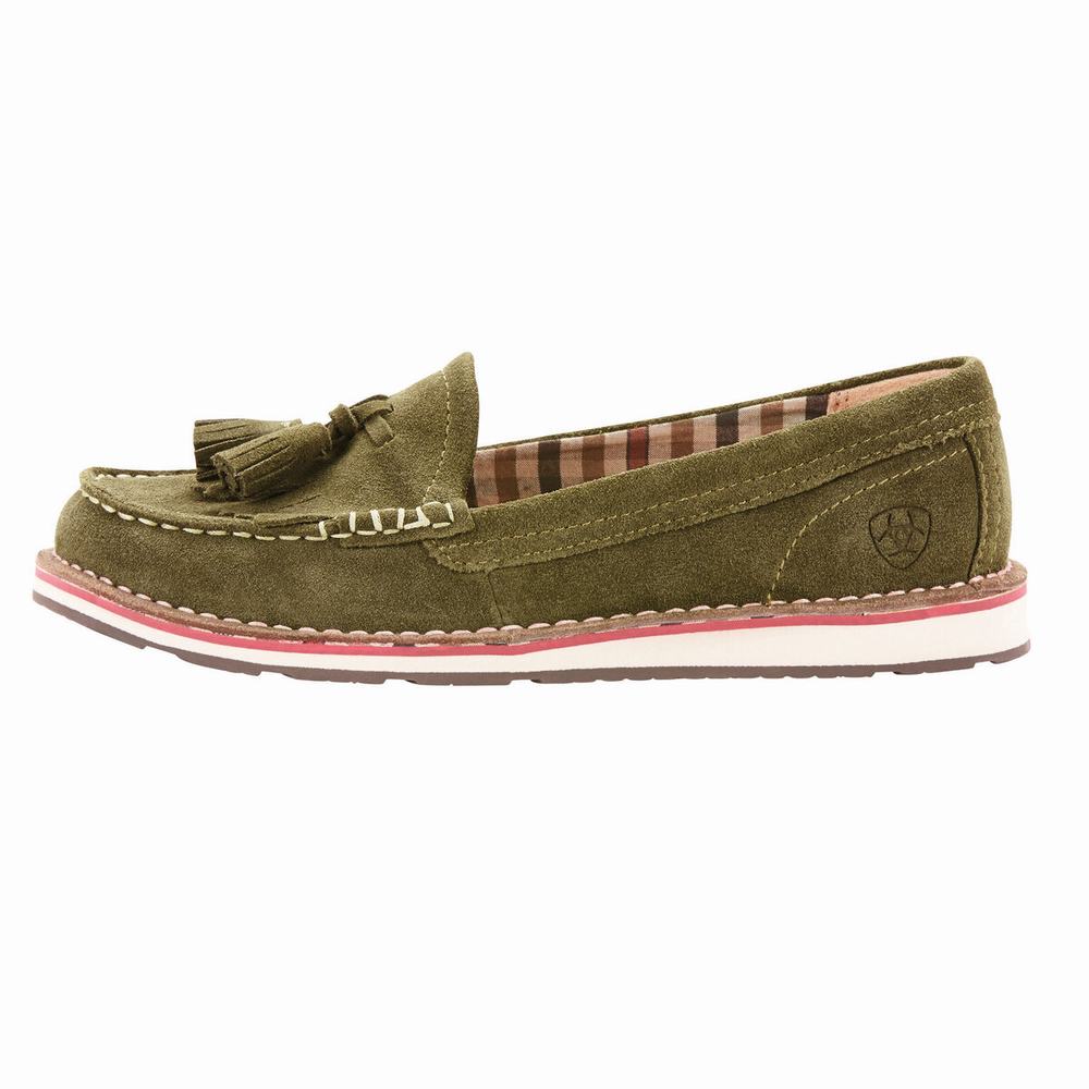 Women's Ariat Tassel Cruiser Sneakers Olive | CZXB-48320