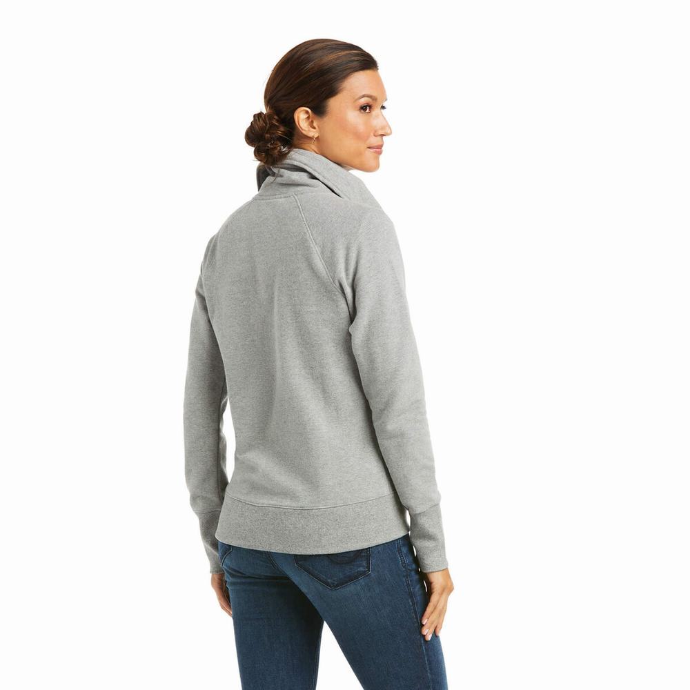 Women's Ariat Team Logo Full Zip Hoodie Grey | ZOYS-26137