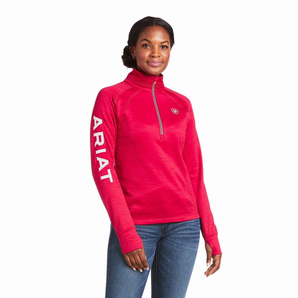 Women\'s Ariat Tek Team 1/2 Zip Hoodie Red | KIZF-83426