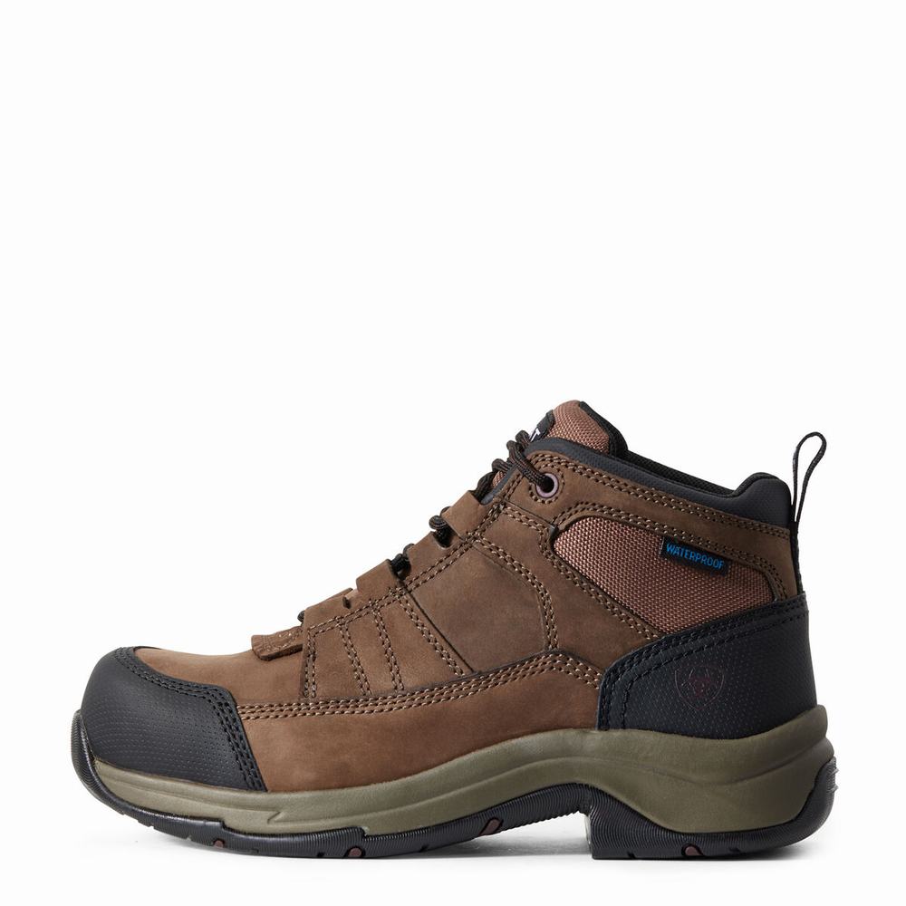 Women's Ariat Telluride Waterproof Composite Toe Work Boots Brown | PFLK-57461