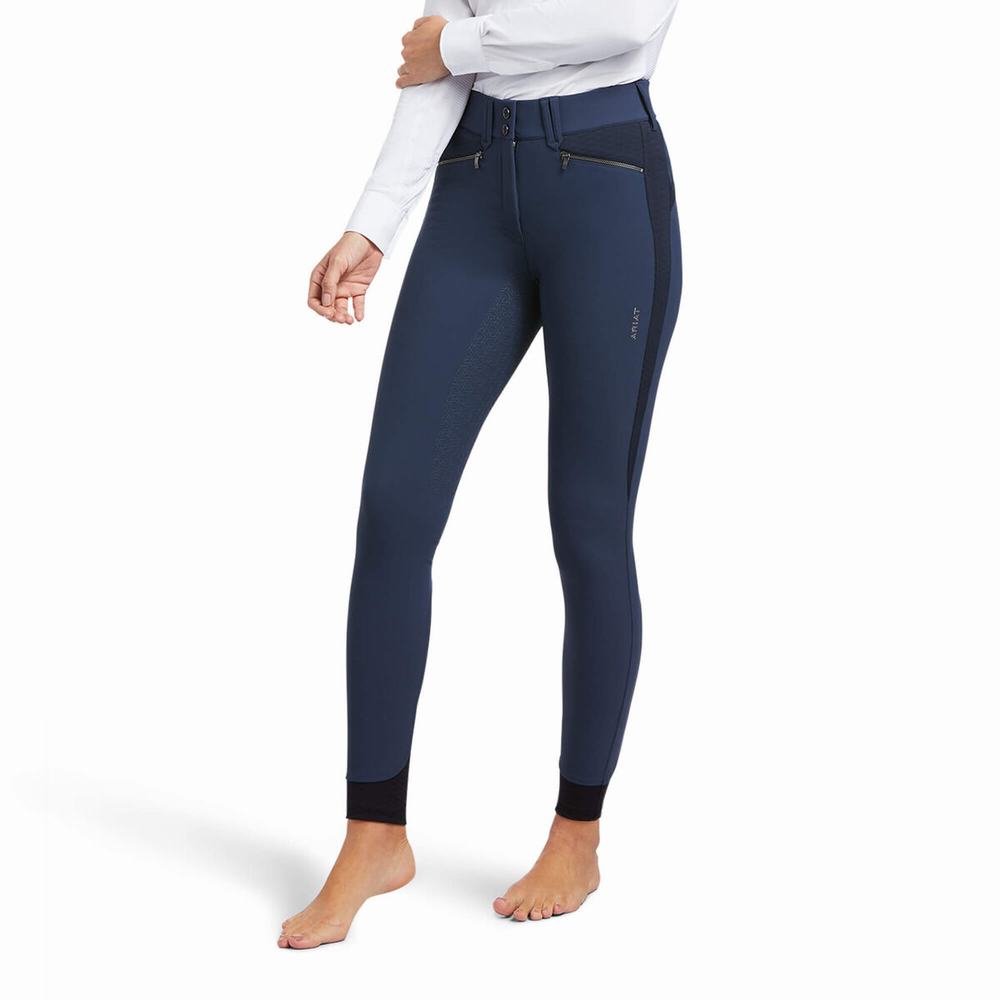 Women\'s Ariat Tri Factor X Bellatrix Full Seat Breech Pants Blue | ITPL-48379