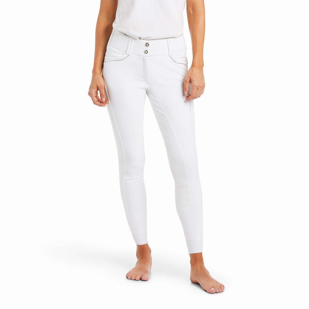 Women\'s Ariat Tri Factor X Grip Full Seat Breech Pants White | YWXN-15874