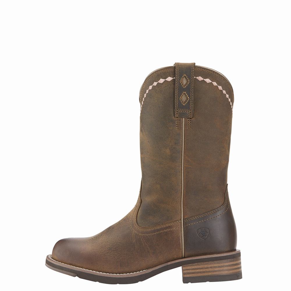 Women's Ariat Unbridled Roper Western Boots Brown | VXQC-73168