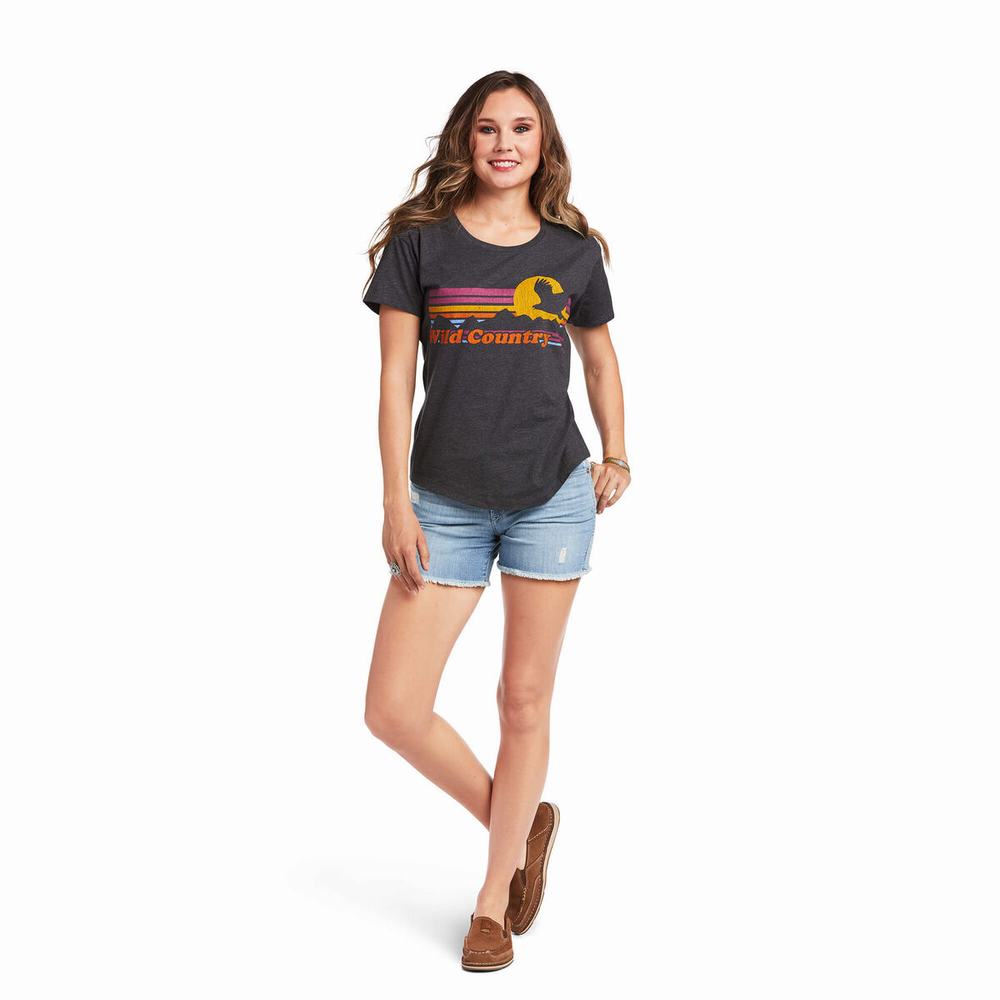 Women's Ariat Wild Country Tops Grey | SITF-28635