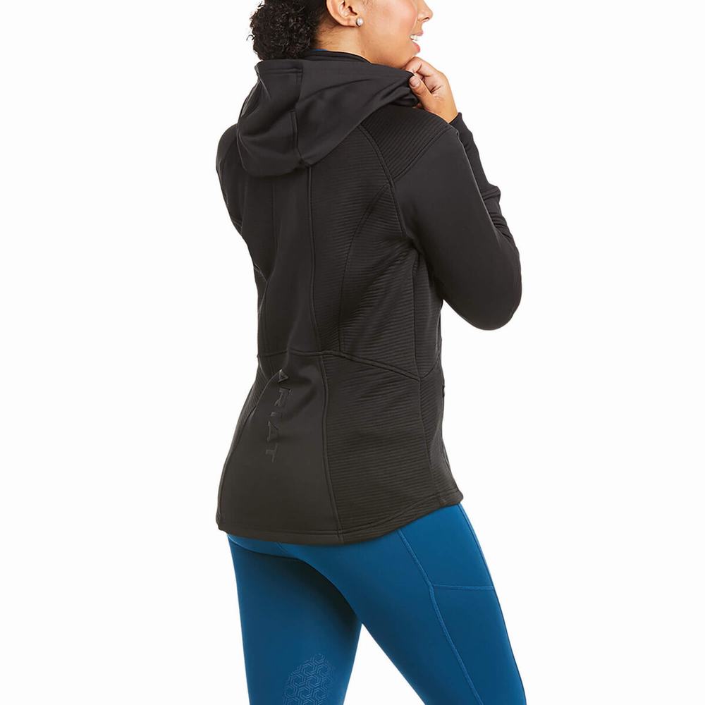 Women's Ariat Wilde Full Zip Hoodie Black | ZRHU-91236