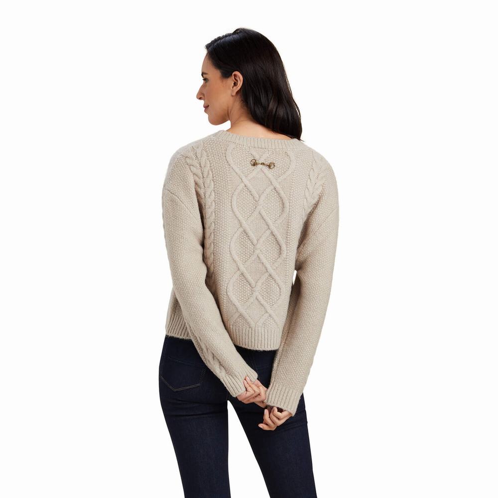 Women's Ariat Winter Quarter Sweaters Beige | NKIE-58603