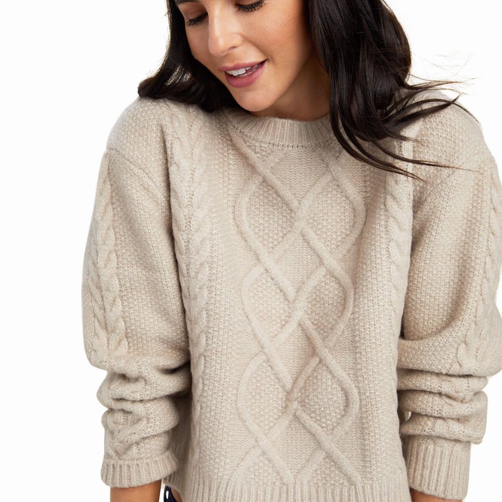 Women's Ariat Winter Quarter Sweaters Beige | NKIE-58603