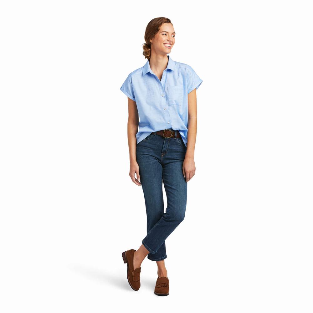 Women's Ariat Zenith Tops Blue | RCWE-26503